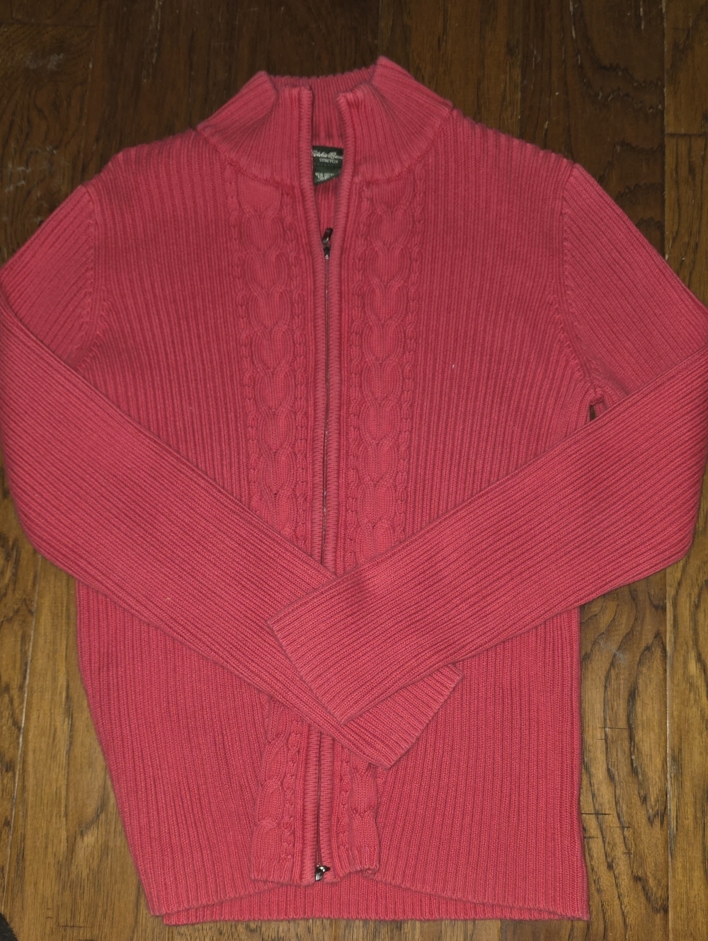 Eddie Bauer Women's Full-Zip Cable Sweater - Coral Pink